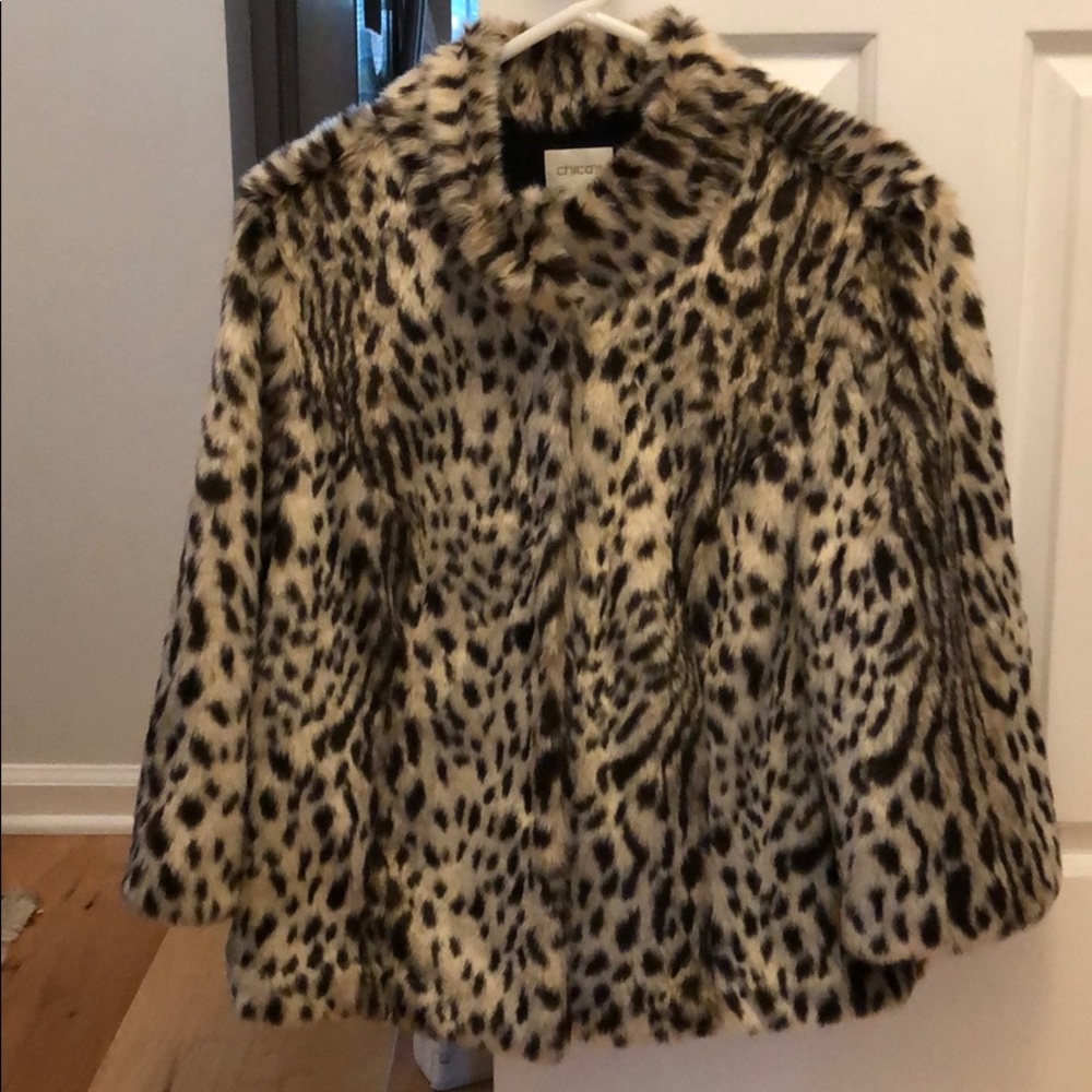 Leopard print faux fur jacket